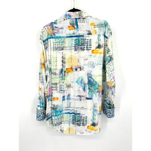 ROBERT GRAHAM Stagecoach Abstract White Blue Long Sleeve Button Up Shirt Size XL - Picture 3 of 8